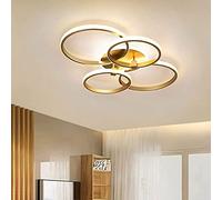 KXEcoLife Lampada da soffitto a LED Deco per Camera da Letto, Lampada da Sala da Pranzo, Lampada da Soggiorno con Design ad Anello Rotondo Dorato, lampadario Moderno dimmerabile per Giovani,