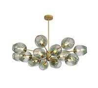 KXEcoLife Lampada da soffitto E27 Starburst, Sfera in Vetro soffiato a Mano Durante l'illuminazione, lampadario Sputnik Moderno Nordico, lampadario a Rami di metà secolo - Paralume Verde 16