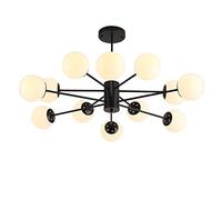 KXEcoLife Lampadario a 8 luci con Bracci Regolabili, Illuminazione a Sospensione in Stile Mid Century, lampadario Industriale Vintage per Soggiorno - Luci Nere - Nero - 16