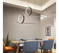 KXEcoLife Lampadario a soffitto a LED, Tavolo da Pranzo, dimmerabile con Telecomando, Lampada a Corona Creativa, Altezza Regolabile per Soggiorno, plafoniera (Nero B)