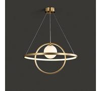 KXEcoLife Lampadario a Sospensione POKHDYE Ring Gold, lampadario postmoderno in Ottone con 1 Paralume a Globo in Vetro per soffitto, Ideale per Soggiorno, Camera da Letto, Sala da Pranzo, is