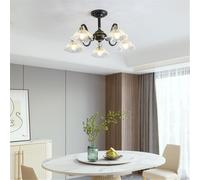 KXEcoLife Lampadario Americano di Lusso in Ottone con LED, Design Semplice e Creativo, Ideale per Soggiorno, Ristorante, Camera da Letto, Studio, Villa, Hotel, Bar (5 luci, Colore Nero).