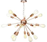 KXEcoLife Lampadario Moderno a 15 luci LED E27 Edison, Lampada a Sospensione Stile Mid Century, Nero/Rosa e Cromo, Ideale per corridoio e Bar.