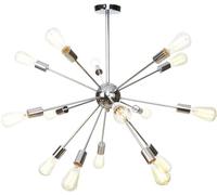 KXEcoLife Lampadario Moderno a 15 luci LED E27 Edison, Lampada a Sospensione Stile Mid Century, Nero/Rosa e Cromo, Ideale per corridoio e Bar.