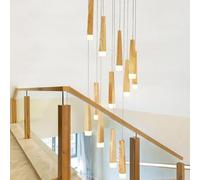 KXEcoLife Lampadario per Scale a soffitto Alto, Edificio Duplex, Villa, Appartamento Creativo, Lampada a Sospensione, Scale a chiocciola, lampadario Lungo, Giallo, 16 luci