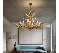 KXEcoLife Lampadario retrò Americano con Corna di Cervo, Design Creativo e di personalità, Ideale per Soggiorno, Ristorante, Camera da Letto, Studio, Negozio di Abbigliamento, Baita di Monta