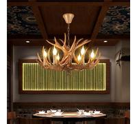 KXEcoLife Lampadario retrò Americano con Corna di Cervo, Design Creativo e di personalità, Ideale per Soggiorno, Ristorante, Camera da Letto, Studio, Negozio di Abbigliamento, Baita di Monta