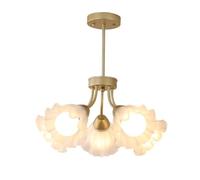 KXEcoLife Lampadario Sputnik in Stile Francese a 3 luci per Sala da Pranzo, Lampada a Sospensione in Vetro a Forma di Fiore, Stile Moderno Nordico, Lampada a Sospensione Dorata per Soggiorno