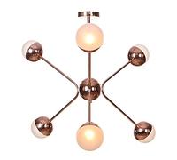 KXEcoLife Lampadario Sputnik Moderno a LED con 6 luci, Globo in Vetro, Sospensione in Stile Mid-Century, Lampada a Sospensione in Metallo Color Oro Rosa e Ferro battuto, Ideale per Soggiorno