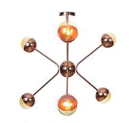 KXEcoLife Lampadario Sputnik Moderno a LED con 6 luci, Globo in Vetro, Sospensione in Stile Mid-Century, Lampada a Sospensione in Metallo Color Oro Rosa e Ferro battuto, Ideale per Soggiorno