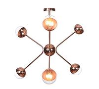 KXEcoLife Lampadario Sputnik Moderno a LED con 6 luci, Globo in Vetro, Sospensione in Stile Mid-Century, Lampada a Sospensione in Metallo Color Oro Rosa e Ferro battuto, Ideale per Soggiorno