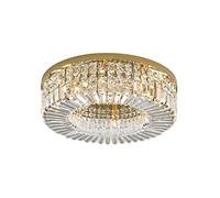 KXEcoLife Plafoniera a LED con lampadario in Cristallo, a Sospensione con Gocce di Pioggia, Ideale per Sala da Pranzo, Bagno, Camera da Letto e Soggiorno - Oro 40x17 cm