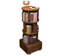 KXKJRYB Libreria A 4 Ripiani Legno Librerie Girevole Rotonda Antiribaltamento Con Deflettore Anticaduta Librerie-Verticale Angolo Salvaspazio-D