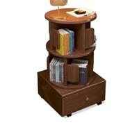 KXKJRYB Libreria A 4 Ripiani Legno Librerie Girevole Rotonda Antiribaltamento Con Deflettore Anticaduta Librerie-Verticale Angolo Salvaspazio-E