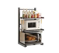 KXKJRYB Mobile Per Microonde Cucina Piano Legno Armadio Con Cestelli Estraibili E Ante Telaio Nero Organizzatore Moderno-A