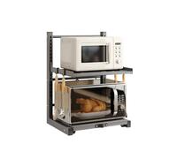 KXKJRYB Mobile Per Microonde Cucina Piano Legno Armadio Con Cestelli Estraibili E Ante Telaio Nero Organizzatore Moderno-B