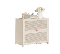 KXKJRYB Scarpiera Mobile per Scarpe in Bambù Bianco Due Cassetti con Pomelli a Forma di Cuore Rosa Complemento d'Ingresso Raffinato