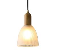KXKLGWHN Corpo lampada creativo in legno massello, paralume in vetro, lampadario in stile retrò giapponese, lampada a sospensione a testa singola con vite E27, apparecchi di illuminazione decorativa p