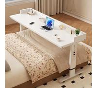KXPSWGE Tavolino da Letto e Divano Ruote, Scrivania per Laptop Tavolino Serviletto Regolabile in Altezza 69-99cm Tavolino per Mangiare e Lavorare da Ospedale e Salotto(A,180x50x68cm/70.8x19.7x28.7)