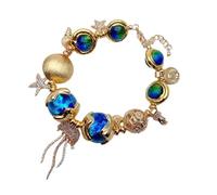 KXQYIKYI 16 mm-19 mm blu murano in vetro oro oro pavimentato pavimentazione pesce fascino di braccialette da donna bracciale
