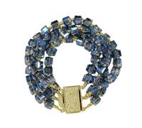 KXQYIKYI 4 file blu cubetto blu cristallo quadrata in perline di perline bracciale bracciale retti di gioielli di moda fatti a mano