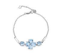KXQYIKYI 925 braccialetti d'argento per donne, bracciali naturali topazio blu naturale per donne gravi semplici infinito gemri di braccialetti di compleanno di gioielli per lei (topazio blu cielo