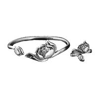 KXQYIKYI Anello di loto in argento ~ braccialetto loto Sterling Sterling ~ Sterling Sterling 925 Set di gioielli di fiori di loto,
