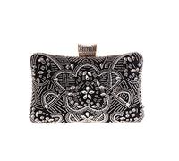 KXQYIKYI Borse da sera vintage da donna da ricamo con borse per feste di diamanti perde in metallo clutch borsetta (E)