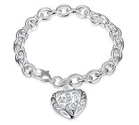KXQYIKYI Bracciale da donna, bracciale regolabile a forma di cuore cavo S925, semplice e versatile