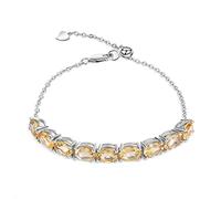 KXQYIKYI Braccialetti da donna, braccialetto citrino naturale, temperamento europeo e americano S929 Silver intarsio in gemma intarsio Bracciale Bracciale da tennis è disponibile in una bella scatola