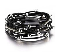 KXQYIKYI Braccialetti in pelle di metallo Women Crystal Chain Bohemian Multilateer Wrap Bracciale Femmina (dimensioni: 1)