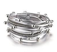 KXQYIKYI Braccialetti in pelle di metallo Women Crystal Chain Bohemian Multilateer Wrap Bracciale Femmina (dimensioni: 1)