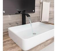 KXQYIKYI Casco per la Testa del lavandino del Bagno, Grande Rubinetto per lavandino da Bagno, Acciaio Inossidabile, Miscelatore per vanità per Bagno con valvola Ceramica-Nero (Chrome)
