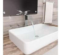 KXQYIKYI Casco per la Testa del lavandino del Bagno, Grande Rubinetto per lavandino da Bagno, Acciaio Inossidabile, Miscelatore per vanità per Bagno con valvola Ceramica-Nero (Chrome)