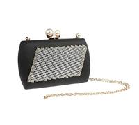 KXQYIKYI Diamonds Women Day Clutch perline sacche da sera di colore nero satinato di Rhinestones Wedding Borse (E)