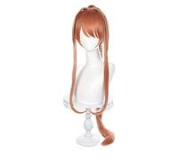 KXQYIKYI Doki Doki Literature Club Monika Wigs DDLC 110 cm Lungo Calore Lungo Resistente ai Capelli Sintetici Perucas Anime Cosplay Wig +Wig cap