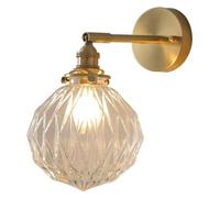 KXQYIKYI Lampada a Parete Braccio Armato di Vetro E27 Base Vintage Industrial Sconces Accensione a Parete con Interruttore Finitura in ottona