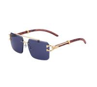 KXQYIKYI Occhiali da sole in legno per gli uomini quadrati senza montatura occhiali da sole donna venature del legno vintage occhiali moda lusso retrò