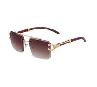 KXQYIKYI Occhiali da sole in legno per gli uomini quadrati senza montatura occhiali da sole donna venature del legno vintage occhiali moda lusso retrò