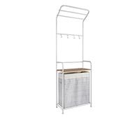 KXQYIKYI Organizzatore di stoccaggio del pavimento del bagno con portavalza e cesto per lavanderia Slim Standing Organizer Tower per soggiorno (bianco)