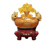 KXQYIKYI Ornamento per albero di cristallo con vaso del tesoro - Decorazione Feng Shui di buon auspicio per l'accumulo di ricchezza, scultura in citrino per la prosperità e il grido di buona