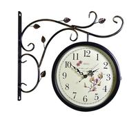 KXQYIKYI Orologio da Parete Orologio a Doppio Lato 25 cm Orologio a Doppia Faccia a Doppia Faccia in Ferro Vintage Americano Montato a Parete con Numeri Arabi per Cortile Giardino Vivente r (Stile 3)
