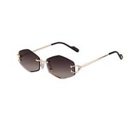 KXQYIKYI Piccolo Senza Montatura Esagono Occhiali Da Sole Donne Uomini Lusso Vintage Rombo Occhiali Da Sole Per Le Signore Metallo Shades Eyewear UV400
