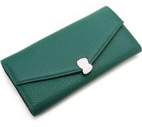 KXQYIKYI Portafogli da donna in pelle con blocco RFID, pochette con motivo litchi con fibbia, un portafoglio ripiegabile con porta carte multiplo lungo e di grande capacità che può contenere telefoni