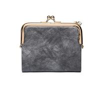 KXQYIKYI Portafoglio bifold da donna piccolo Portafoglio vintage con chiusura a bacio Portamonete in pelle con cerniera Portafoglio estivo da donna, Grigio, EBDTEODOB-B0BYHNRL6H