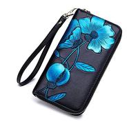 KXQYIKYI Portafoglio da donna in vera pelle Porta carte di credito con blocco RFID Borsa con cerniera Borsa da donna con pochette da viaggio (Z-Verde), Z-Blu