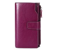 KXQYIKYI Portafoglio da donna Portafoglio lungo con blocco RFID Porta carte di credito in vera pelle Porta carte di credito Portafoglio con finestra ID, Viola, HEHDQTHCO-B09MF9M4BY
