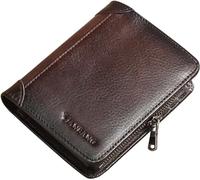 KXQYIKYI Portafoglio da uomo con strato di testa in pelle di vacchetta, borsa con cerniera, posizione multi-carta, dispositivo verticale corto