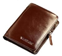 KXQYIKYI Portafoglio da uomo con strato di testa in pelle di vacchetta, borsa con cerniera, posizione multi-carta, dispositivo verticale corto