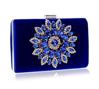 KXQYIKYI PU Woman Day Clutch Frich Floral Diamonds Borse da sera bianche in pelle METALE METALE FATTURA BASSE FEMILE (NERO)